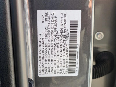 2022 Honda Pilot Touring 7-Passenger 2WD