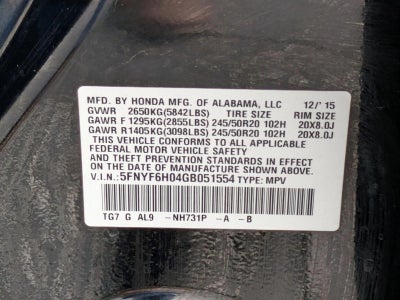 2016 Honda Pilot AWD 4dr Elite with DVD Rear Entertainment System and Navigation