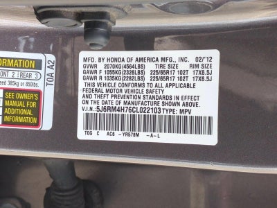 2012 Honda CR-V EX-L AWD with Navigation