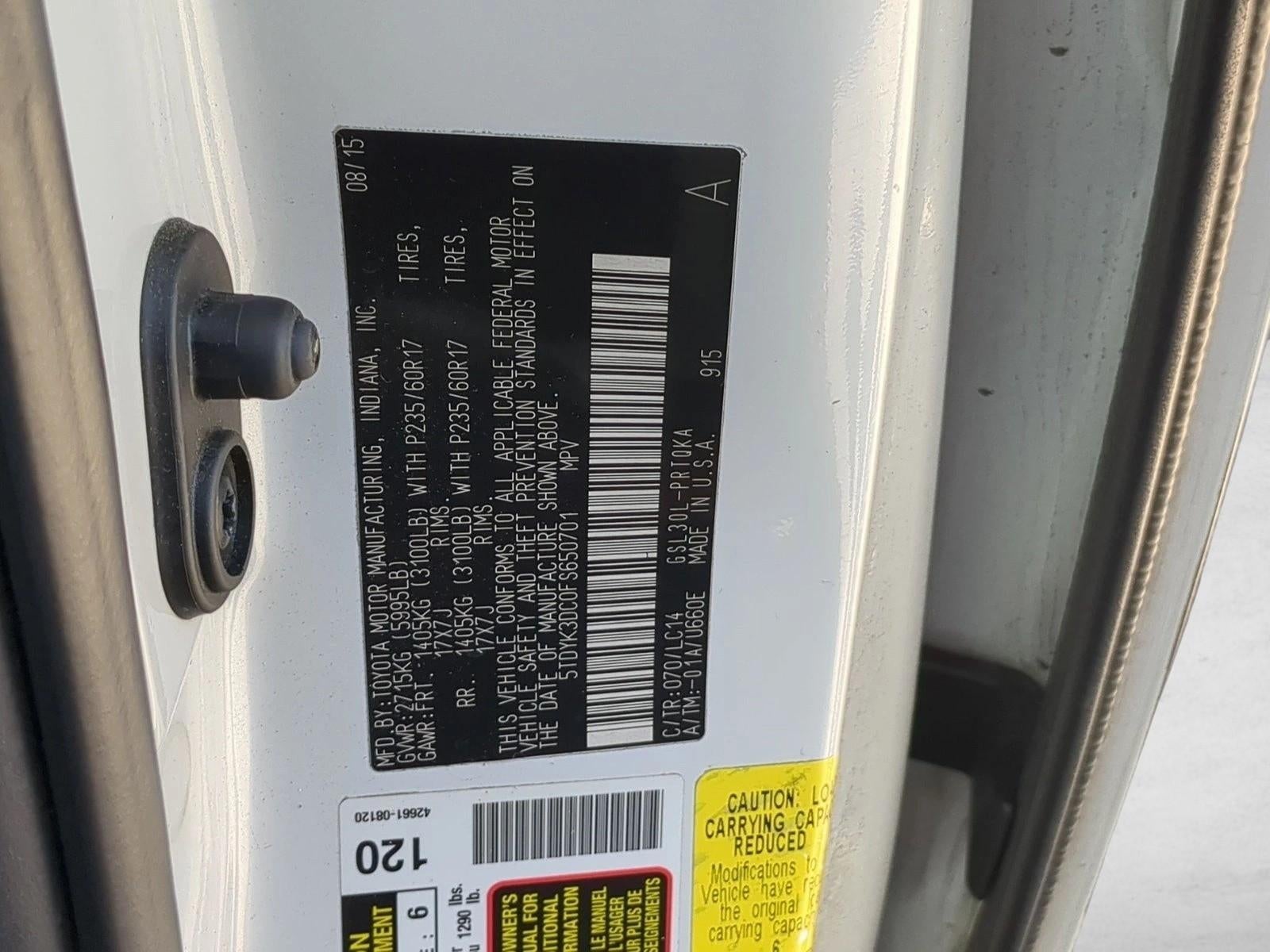 2015 Toyota Sienna 5dr 8-Pass Van XLE FWD (Natl)