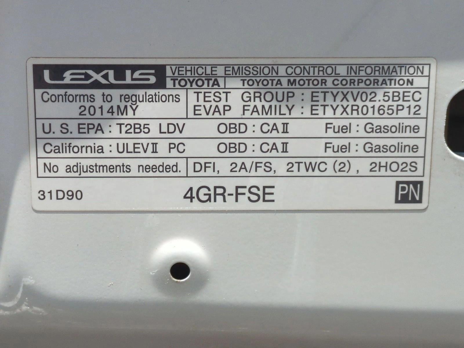 2014 Lexus IS 250 4dr Sport Sdn Auto RWD