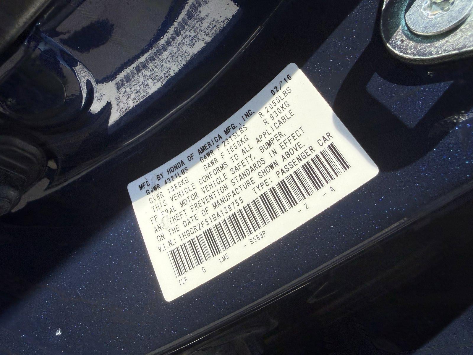 2016 Honda Accord Sedan Sport CVT PZEV