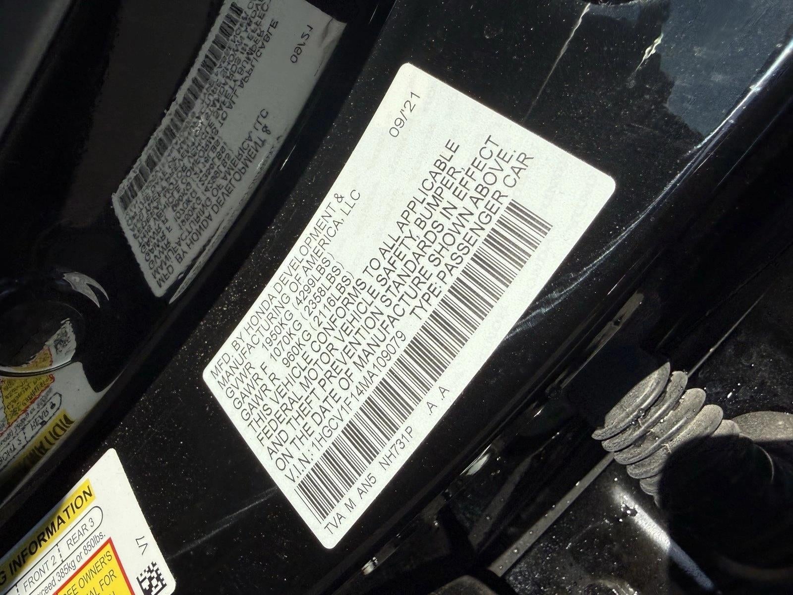 2021 Honda Accord Sedan LX 1.5T CVT