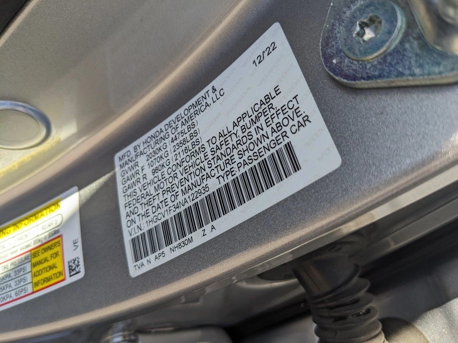 2022 Honda Accord Sedan Sport 1.5T CVT
