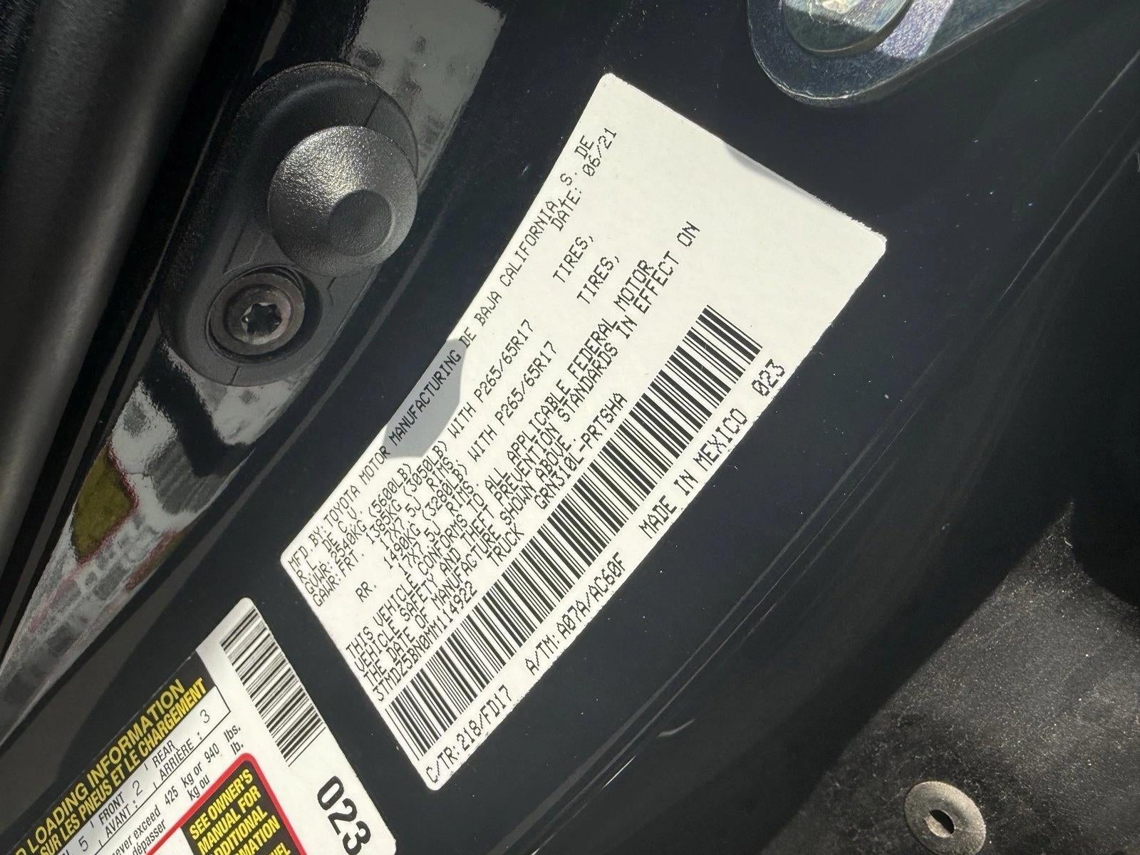 2021 Toyota Tacoma 4WD 4WD TRD Sport Double Cab 6' Bed V6 AT (Natl)