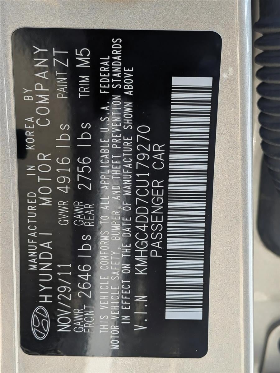 2012 Hyundai GENESIS 4dr Sdn V6 3.8L