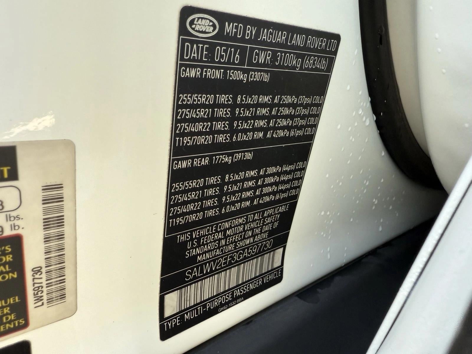 2016 Land Rover Range Rover Sport 4WD 4dr V8 Autobiography