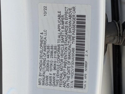 2022 Honda Accord Sedan Sport 1.5T CVT