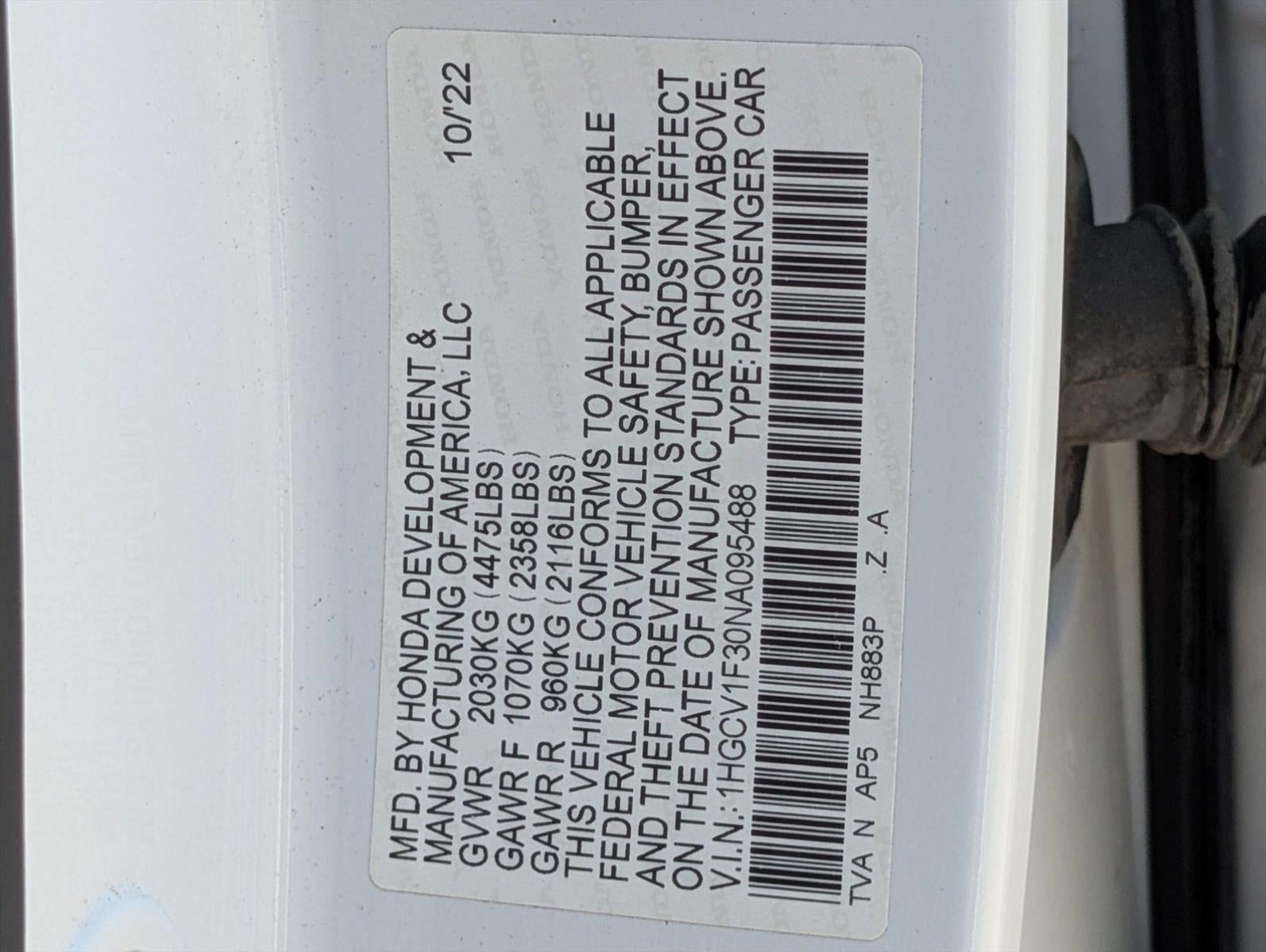 2022 Honda Accord Sedan Sport 1.5T CVT
