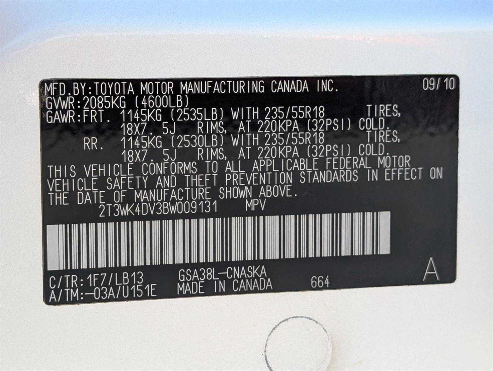 2011 Toyota RAV4 FWD 4dr V6 5-Spd AT Sport (Natl)