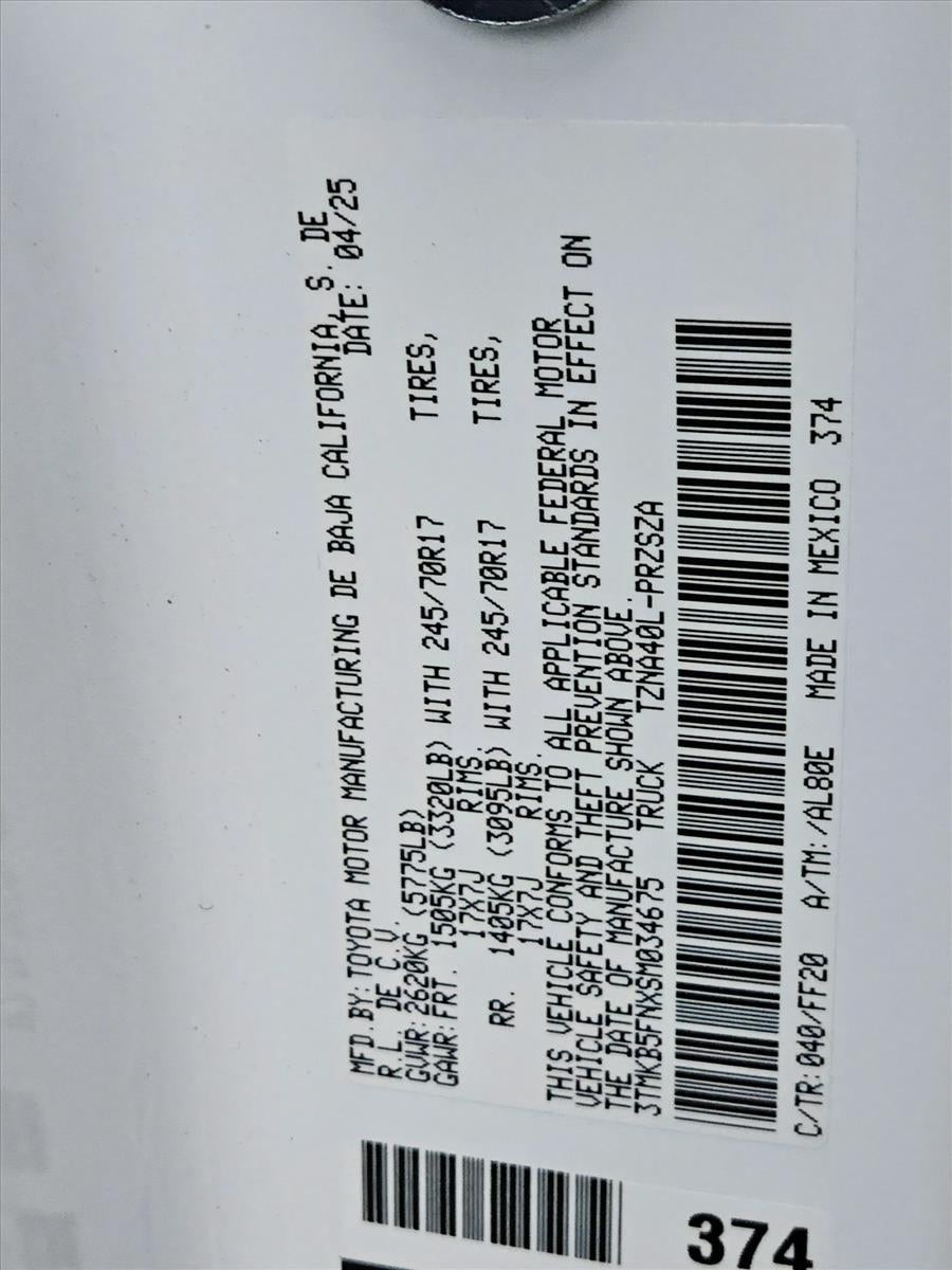 2025 Toyota Tacoma 2WD 2WD SR5 Double Cab 5' Bed AT (Natl)