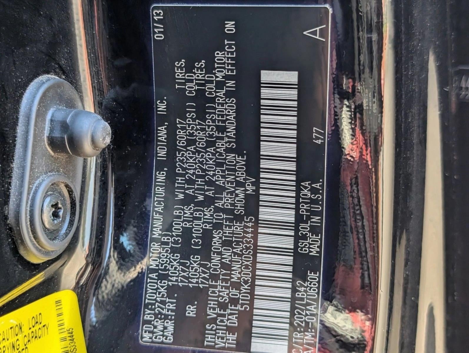 2013 Toyota Sienna 5dr 8-Pass Van V6 XLE FWD (Natl)