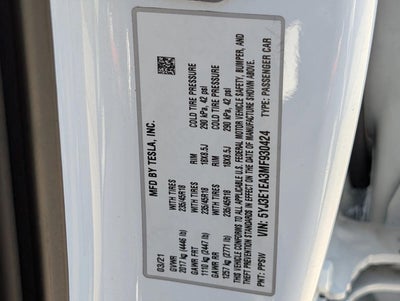 2021 Tesla Model 3 Standard Range Plus RWD