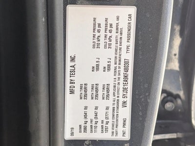 2019 Tesla Model 3 Standard Range Plus RWD