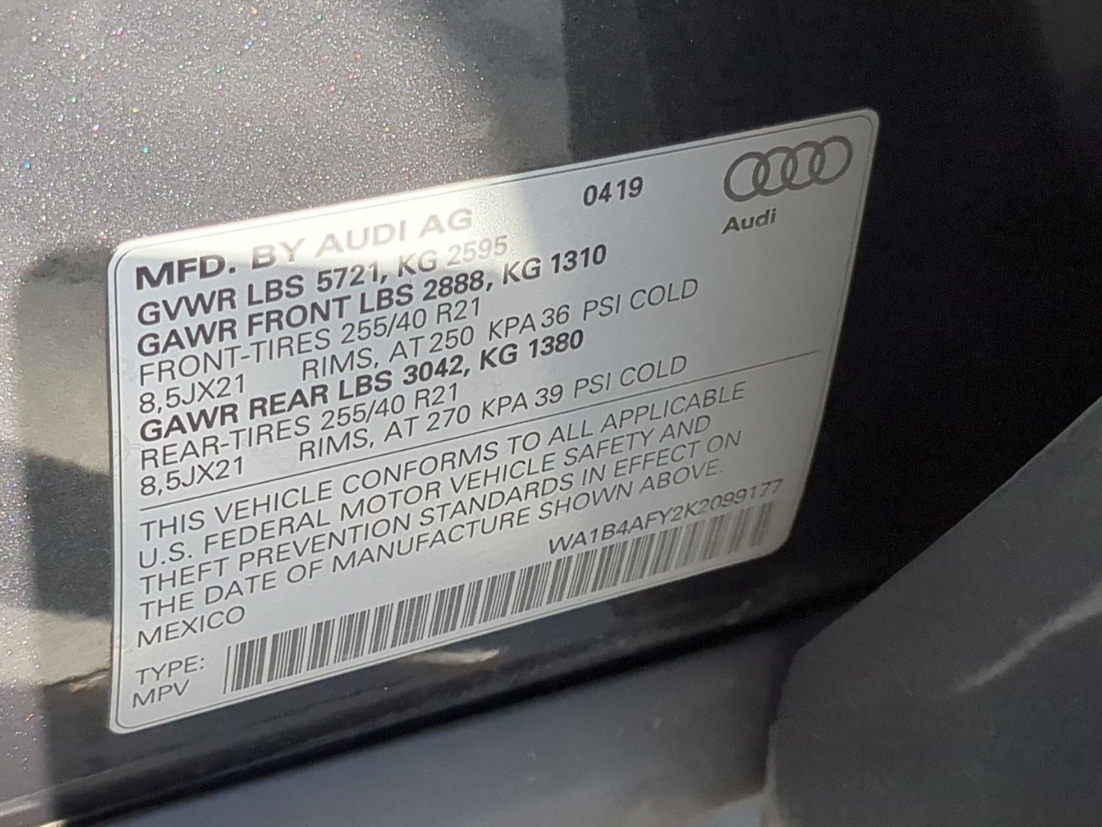 2019 Audi SQ5 Premium Plus 3.0 TFSI quattro