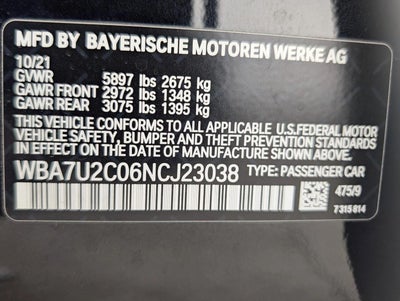 2022 BMW 750i xDrive Sedan