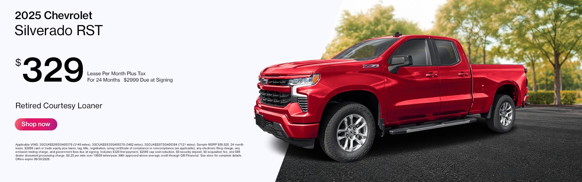New 2026 Chevrolet Silverado RST Lease Offer