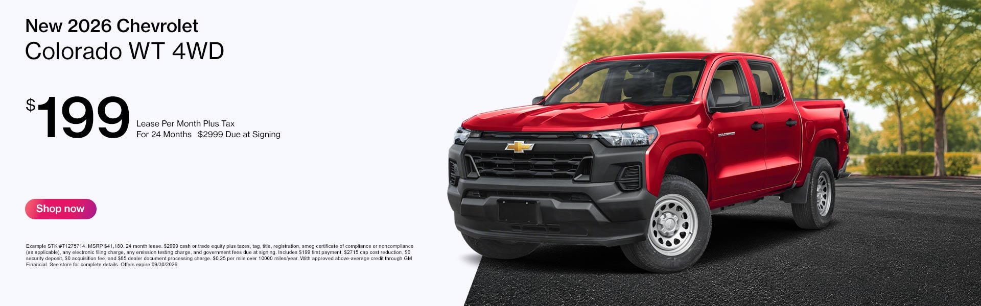 New 2026 Chevrolet Colorado Lease Offer